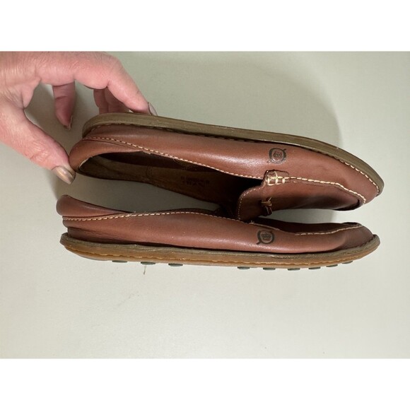 Born Slip-On Loafer Mule Women US 7.5 Brown Leather Comfort Preppy Driving - Picture 6 of 9